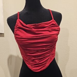 Elegant Red Ruched Women's Top
